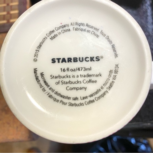 Starbucks Tropical Lemon Etched Fruit Ceramic White and Yellow Coffee Cup 16oz - Picture 5 of 5